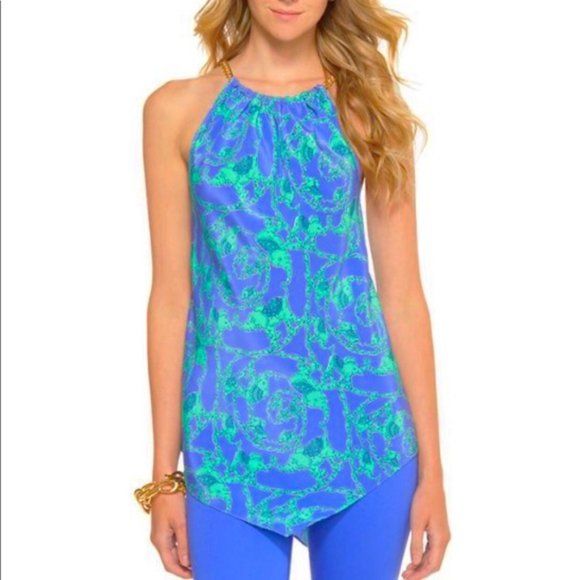 Lilly Pulitzer Tops - Lilly Pulitzer Cabana Chain Halter Loopy Elephant